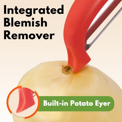 Rainspire Vegetable Peeler Potato Peelers for Kitchen, Sharp Stainless Steel Blades Veggie, Comfortable Handle Fruit Peeler, Carrot Peeler Apple Peeler Dishwasher Safe, Coral, 2-Pack