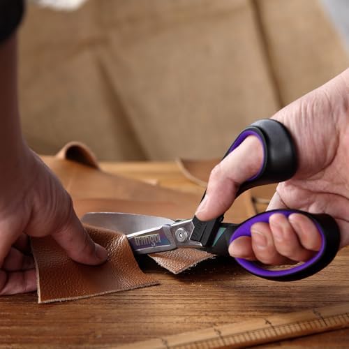 LIVINGO 9" Titanium Shears, Heavy Duty Scissors All Purpose, Purple/Black