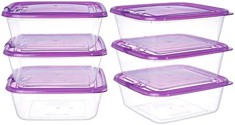 KIGI Airtight Food Storage Containers with Vent Lids for Meal Prep, Lunch, BPA Free, Stackable, Reusable Plastic Containers for Leftovers, Kitchen, Pantry, Fridge Organizer, Freezer Safe(2.9Cup 6PACK)