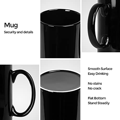 harebe 22 OZ Extra Large Coffee Mug, Smooth Ceramic Boss Giant Tea Cup Big Capacity and Handle for Dad Men, Black