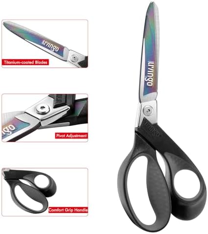 LIVINGO 9" Heavy Duty all Purpose Stainless Steel Scissors, (Grey/Black)