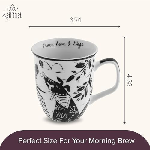 Karma Gifts 14 oz Black and White Boho Mug Western - Cute Coffee and Tea Mug - Ceramic Coffee Mugs for Women and Men