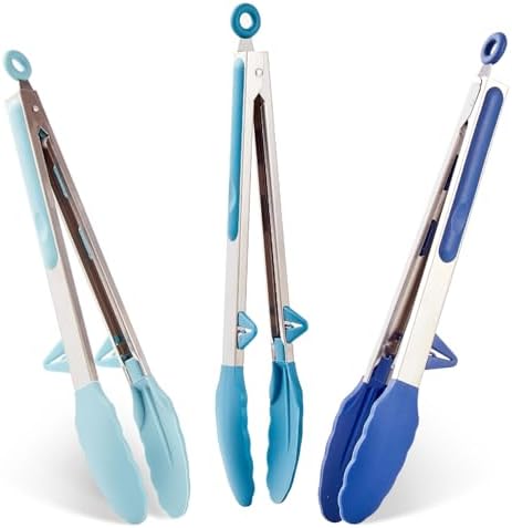 12" Kitchen Tongs for Cooking with Silicone Tips, Serving Tong for Salad