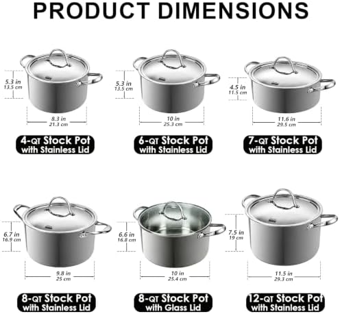 Cooks Standard Multi-Ply Clad 8 Quart Stainless Steel Stock Pot with Lid