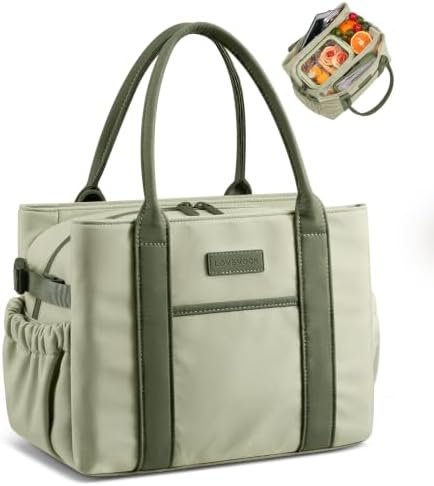 LOVEVOOK Insulated Lunch Bag Women with Triple Compartments & Bottle Holder