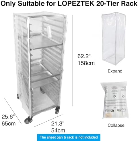 lopeztek 20-Tier Full Sheet Pan Rack Exclusive Dustproof Cover, Non-Generic