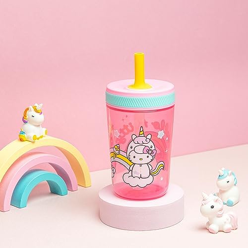 Zak Designs 15oz Hello Kitty Kelso Tumbler Set, Leak-Proof Screw-On Lid with Straw Made of Durable Plastic and Silicone, Perfect Bundle for Kids, 2 Count (Pack of 1)