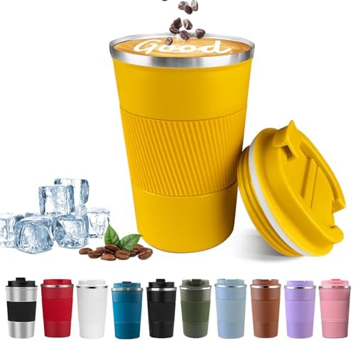 Insulated Travel Coffee Mug, Stainless Steel Coffee Cup with Leakproof Lid