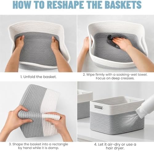 5 Pack Woven Storage Baskets, Decorative Storage Bins for Organizing