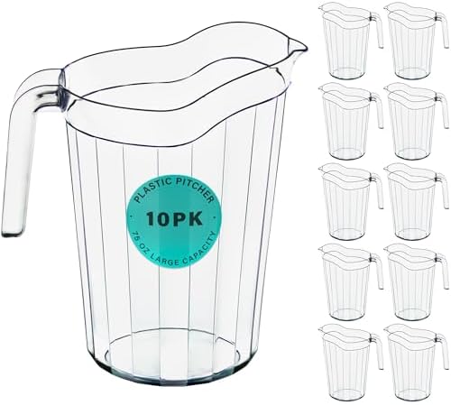 DecorRack 10 Pack 75 oz Polycarbonate Pitchers, Beverage Dispenser