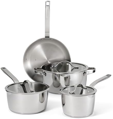 Tramontina Tempo Tri-Ply Base Stainless Steel 7-Piece Pots and Pans Set