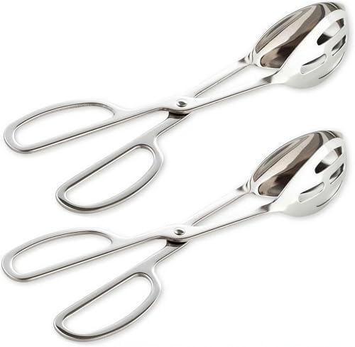 KEBE 2-PACK Serving Tongs for Cooking Buffet Party Catering, Thickening Food Serving Cake Bread Kitchen Salad Tongs, Stainless Steel