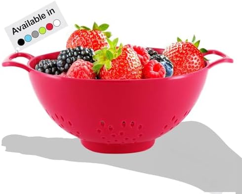 Meadow Lane 6-Inch Small Colander, 3-Cup Food Strainer, Cardinal Red