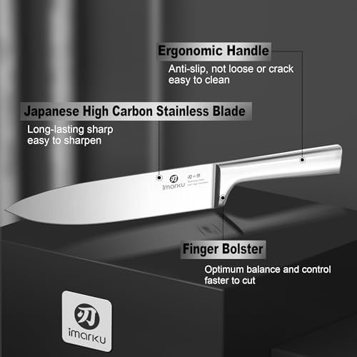 imarku Knife Set - Kitchen Knife Set 15 Pieces Japanese Stainless Steel Knife Block Set with Sharpener - Dishwasher Safe Kitchen's Knives - Ultra Sharp Chef Knife Set for Kitchen, Utility Knives