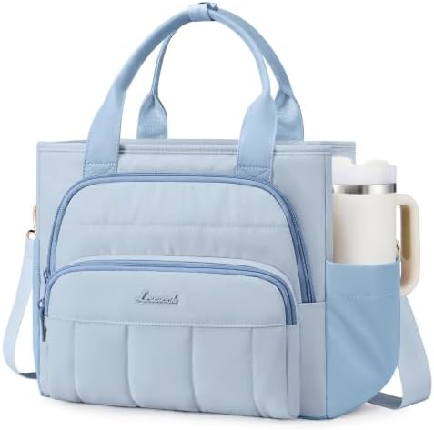 LOVEVOOK Lunch Box for Women, Puffer Lunch Bag with Wide Opening,13L, Blue