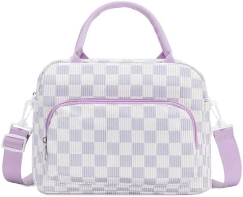 GASSDA Lunch Box for Women Insulated Lunch Bag Women Adult Cute Lunch Bags Reusable Lunchbox Cooler Tote Bag for Work Picnic (Purple Plaid)