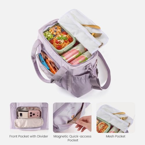 LOVEVOOK Insulated Lunch Box for Women,Adult Lunch Cooler Tote Bag with Bow