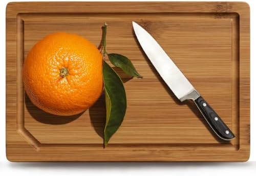 Kikcoin 9"×6" Small Bamboo Cutting Board with Handle, Deep-Carbonized