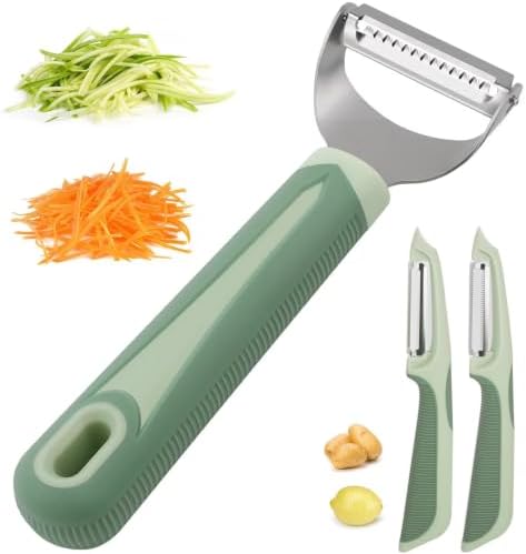 Julienne Peeler Vegetable Peeler with 4.8'' Long Silicone Handle