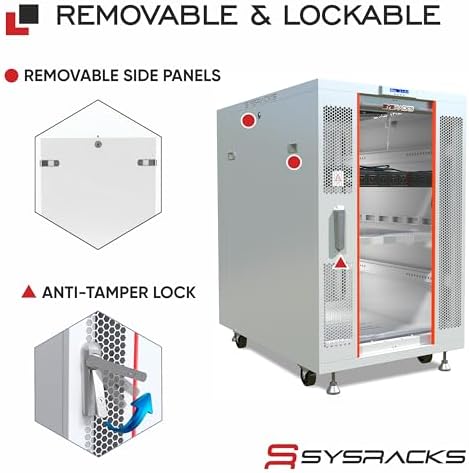 Sysracks 22U Server Rack Cabinet, 35" Deep, Glass Door, 19-Inch