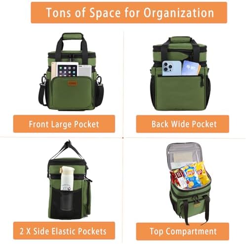 GLENKEY Expandable Lunch Box Insulated Leakproof Cooler Bag Work Outdoor