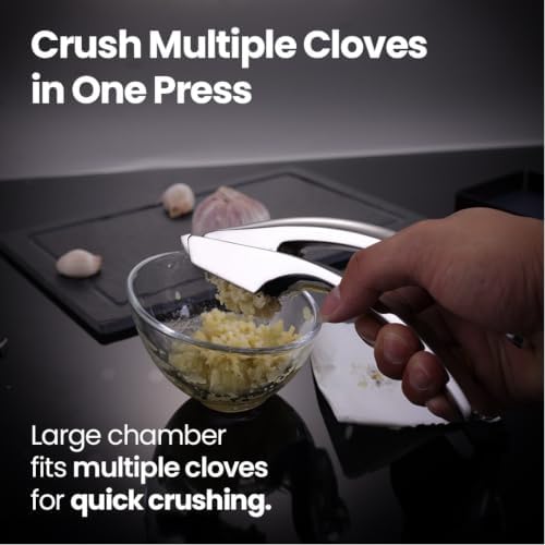 Gourmet Easy Garlic Press Lifetime Replace, No Need to Peel, Fine & Coarse