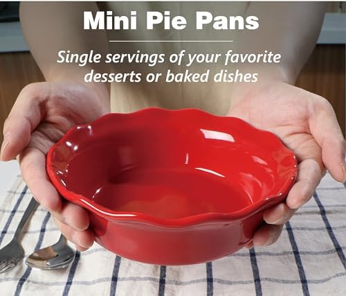 ONEMORE 6.8 Inch Ceramic Pie Pans, 16 oz Deep Dish Pie Pan Set of 4