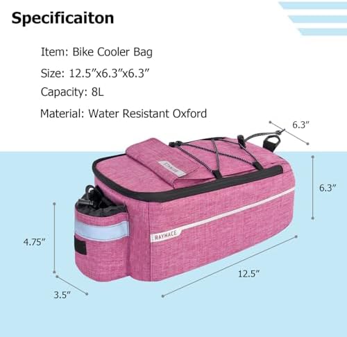 RAYMACE Bike Rear Rack Bag, Bike Trunk Cooler Bag