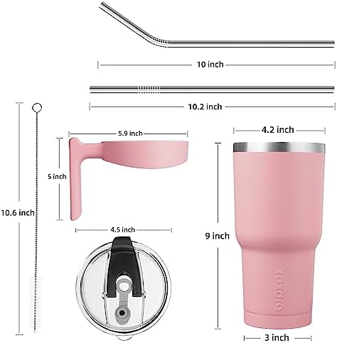 BJPKPK 40 oz Tumbler with Handle & Straw, Insulated Stainless Steel Mug