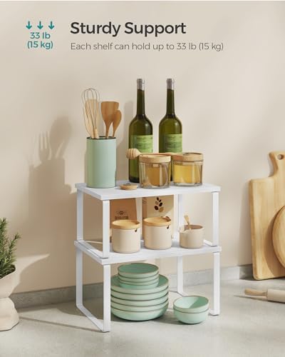 SONGMICS Cabinet Organizer Shelf, Set of 4 Spice Rack, Kitchen Storage