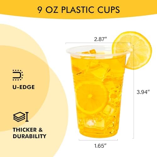 RACETOP 2000 Pack Disposable Plastic Cups 9 oz, Plastic Cups Bulk, Clear Cold Drinking Party Cups, ideal for Wedding,Thanksgiving, Christmas Party