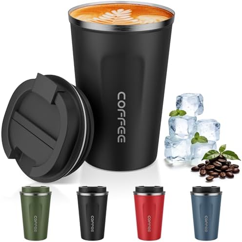 MOMSIV 12oz Travel Coffee Mug, Insulated Coffee Cup with Leakproof Lid