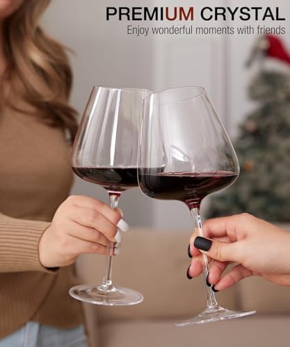 OJA Wine Glasses Set, Crystal Hand Blown Red Wine Glass Set of 2, 23 oz