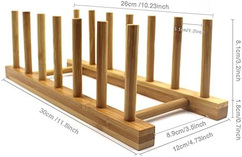 Bamboo Wooden Plate Racks Dish display Holder Kitchen Storage, Pack of 4
