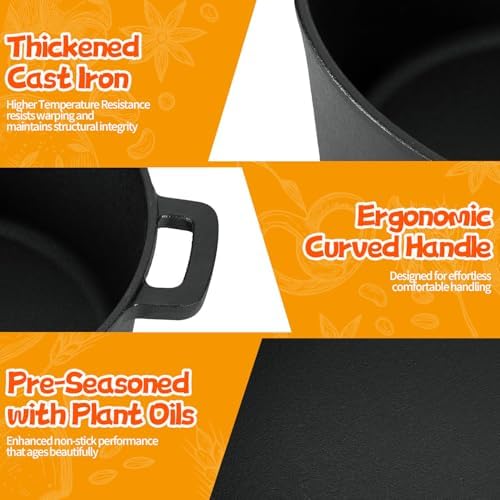 5 Qt Cast Iron Dutch Oven for Bread Baking, 2-in-1 Dutch Pot