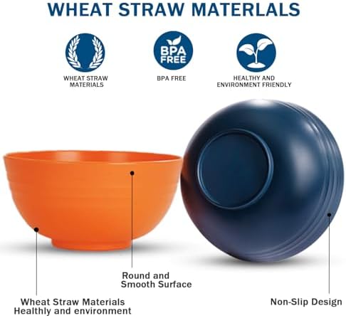 Rubtlamp Wheat Straw Dinnerware Set, 16Pcs Unbreakable Plates And Bowls Sets of 4, Plastic Plates Set Reusable (Four Colors) Include Dinner Platos, Dessert Platos, Cereal Bowls, Cups for Daily