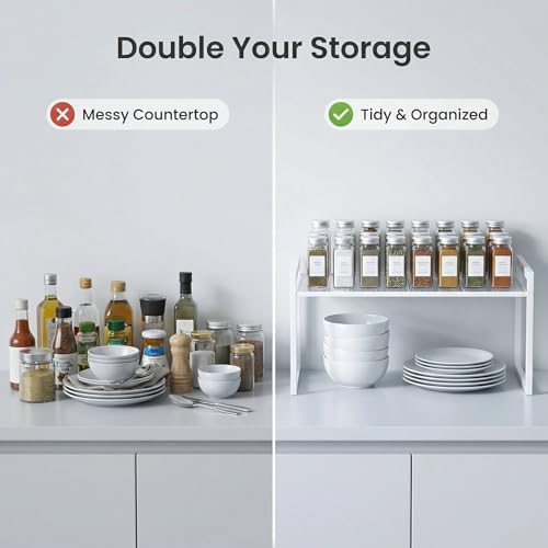 Stackable Kitchen Cabinet Organizer Shelf Pantry Rack