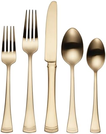 Lenox Portola Gold Satin 20-Piece Silverware Set for 4, Flatware