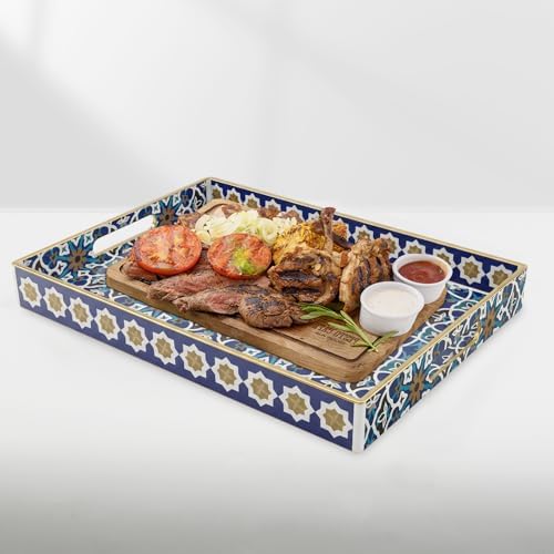 AGIOTA Coffee Table Trays for Living Room Serving Tray with Handles, Modern Large Tray for Ottoman Coffee Table