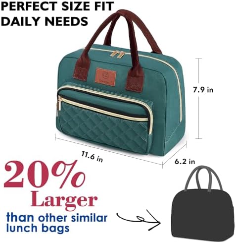 Genteen Lunch Bag Lunch box for Women men Insulated Tote LunchBox for Adult Women Men Reusable Lunch Box with Front Pocket for Work, Picnic or Travel-18 Cans/14 Liters - PURPLE/LAKE GREEN