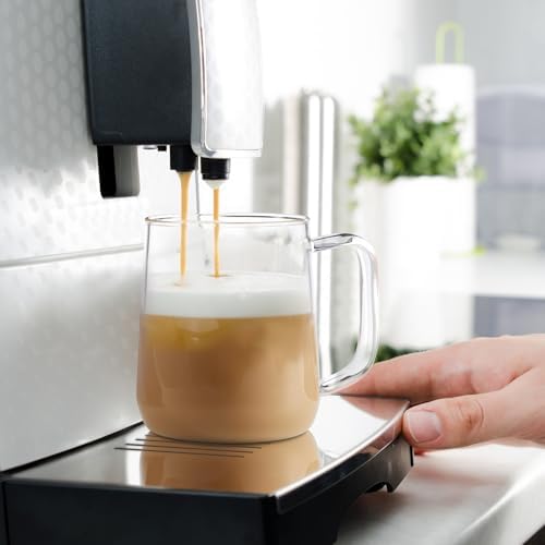 Glass Coffee Mugs, 14 oz Glass Coffee Cups Set of 4, Clear Borosilicate Glass Mugs with Handles for Cappuccino, Tea, Latte, Hot/Cold Beverages, Wine, Americano
