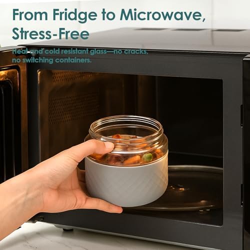 24 oz/3 Cup Glass Lunch Bowl Container with Lid, Leak & Spill Proof