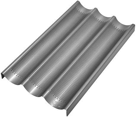 Chicago Metallic Commercial II Non-Stick Perforated Baguette Pan. Creates a crisp, golden-brown crust, 16 L x 9 W x 1.5 H