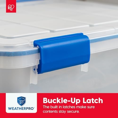IRIS USA 3-Pack 16 Qt Storage Bins with Gasket Lids, Clear/Blue