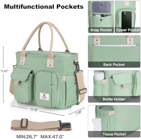 Hafmall Large Lunch Box for Women, Insulated Lunch Bag, Wide Opening, Green