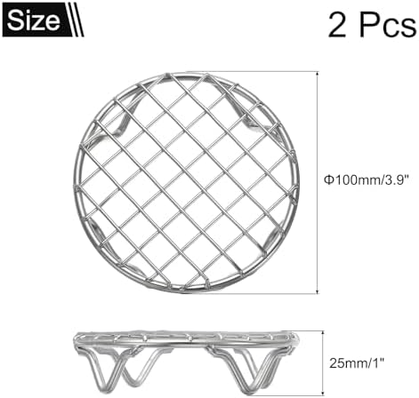 uxcell 2 Pcs Round Cooking Rack 3.9 Inch Dia Stainless Steel Wire Cooling Steamer Rack for Baking Canning Cooking Roasting Cooling Grilling Drying, Silver