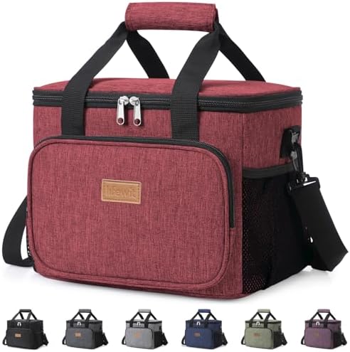Lifewit Large Lunch Bag, Insulated Lunch Box, Soft Cooler Cooling Tote for Adult Men Women, Burgundy 24-Can (15L)