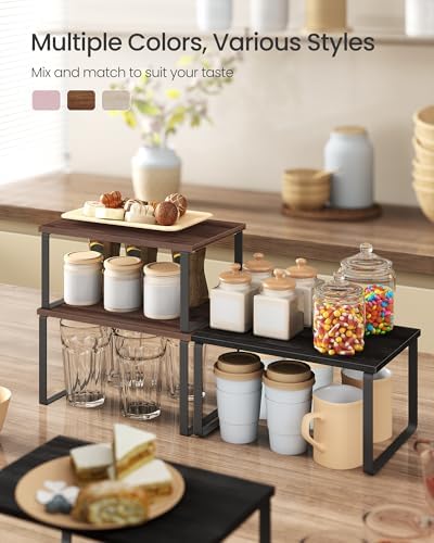 SONGMICS Cabinet Organizer Shelf, Set of 2 Spice Rack, Kitchen Storage