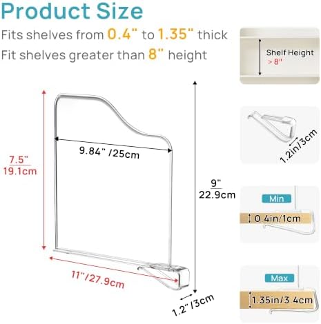 Vtopmart 8 Pack 7.5“ Height Shelf Dividers for Closet Organization