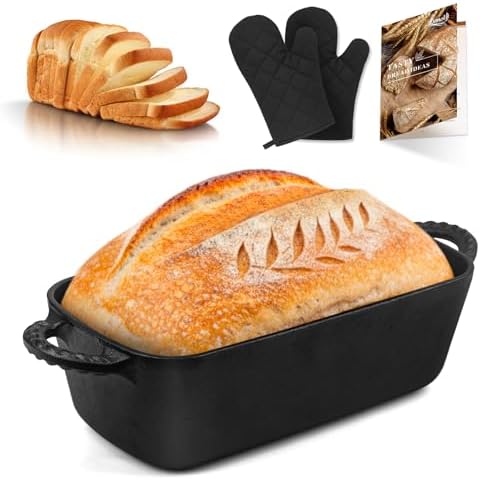 Cast Iron Loaf Pan 9.5x5 Inch, Pre-Seasoned Bread Baking Pan